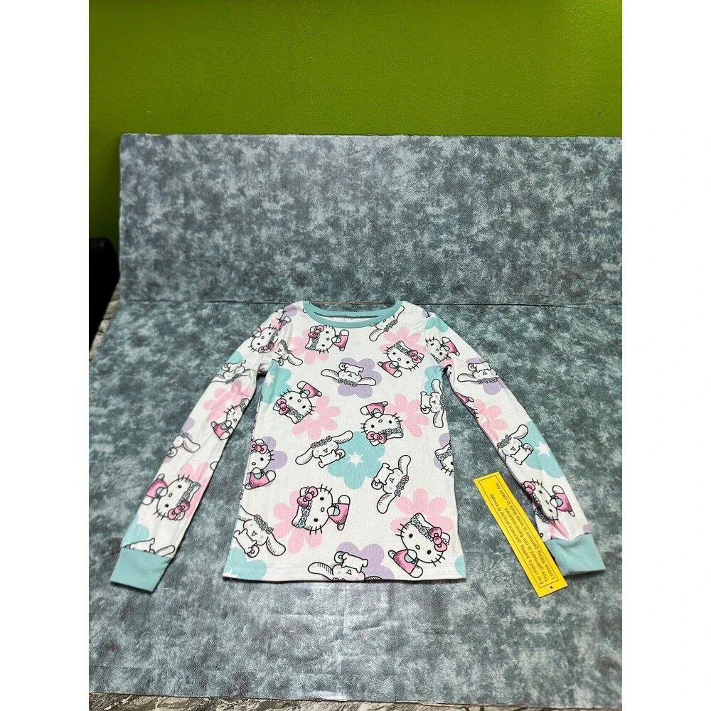 Sanrio Hello Kitty Pink & Pastel Floral Long Sleeve Tops size 8